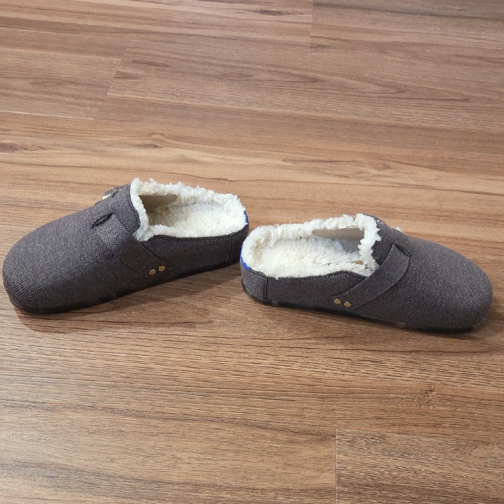 Rothy's Brown Slip-On Clog with Cream Faux Shearling - Picture 5 of 6